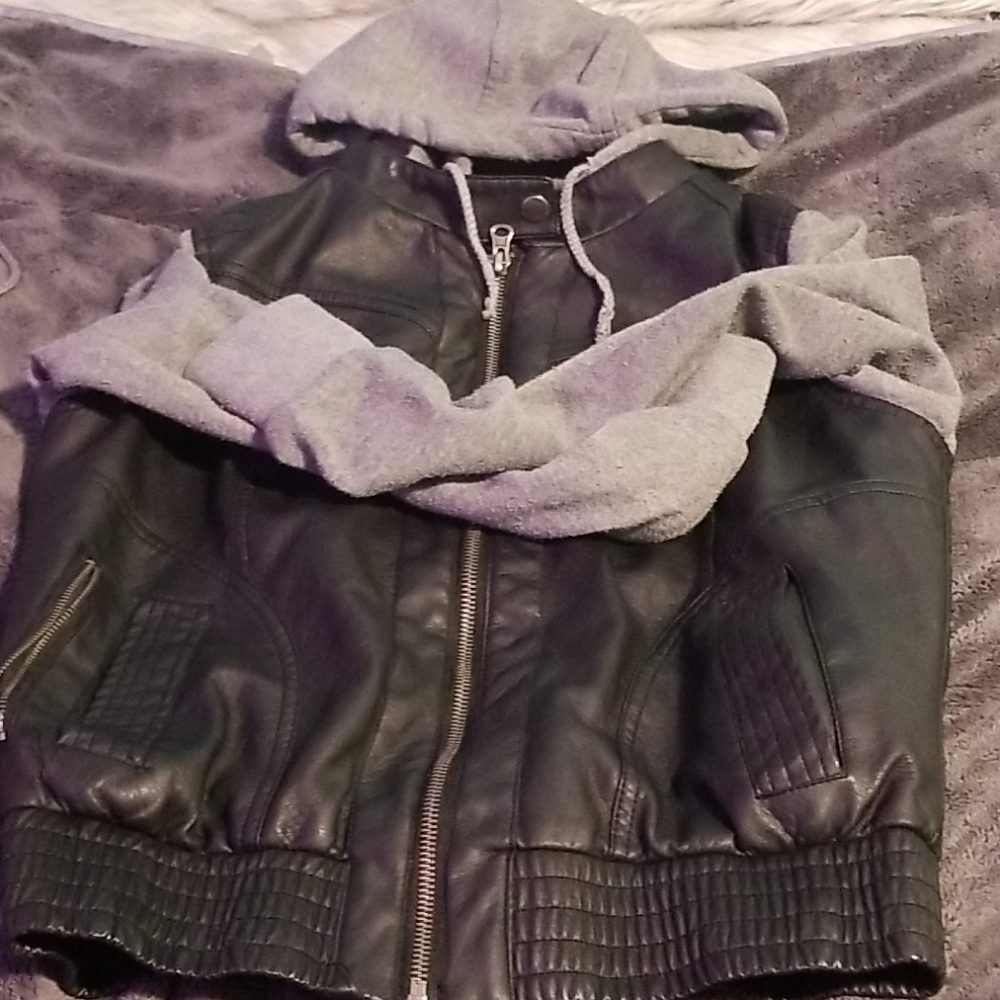 A leather/sweater jacket
